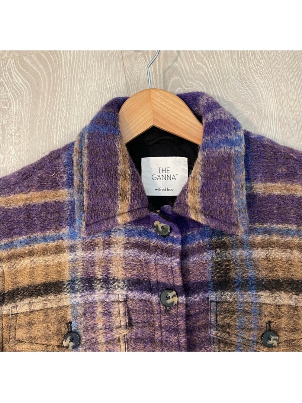 Wilfred Free The Ganna™ Utility Shirt Jacket Purple Blue Brown size Small - Picture 8 of 16